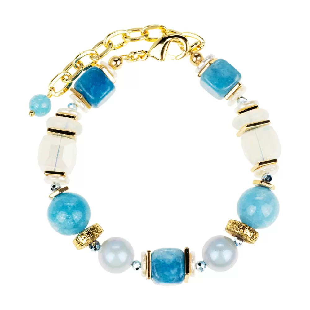 Браслет т100 бижутерный сплав light blue_0