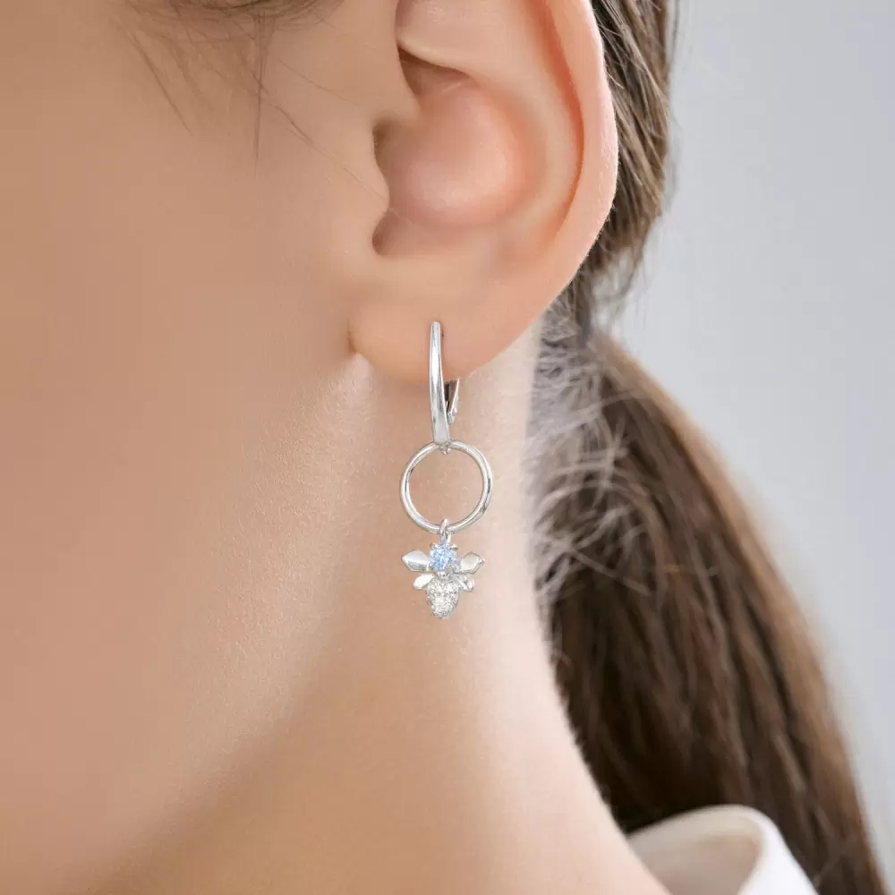 Серьги подвесные 94-121-00095-1 серебро Пчела_1
