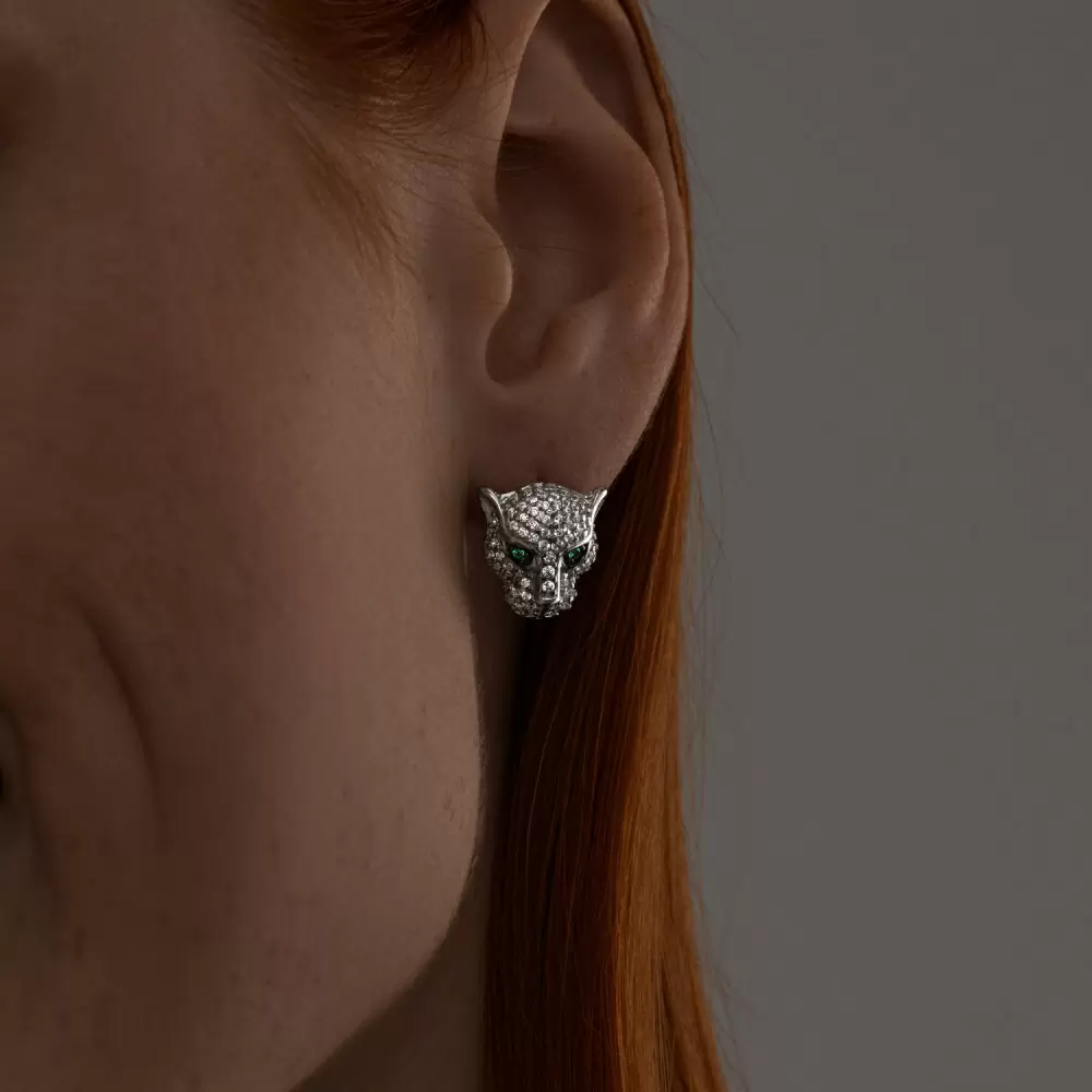 Серьги 94025897 серебро Картье пантера