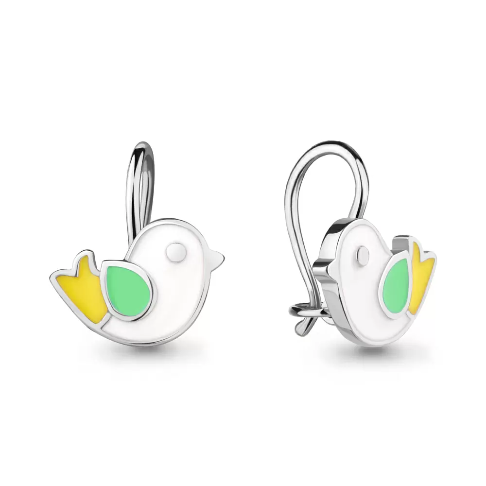 Серьги 34019.5 серебро Птица