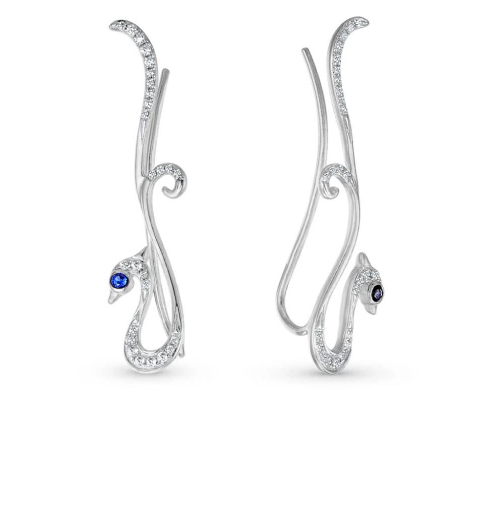 Серьги каффы СКФ9430Ф серебро Птица