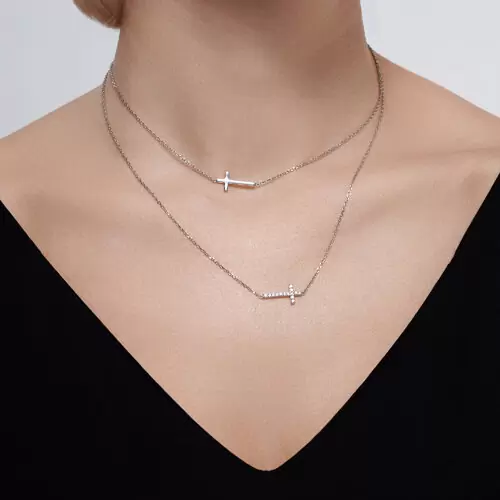 Колье 94070767 серебро Крест_1