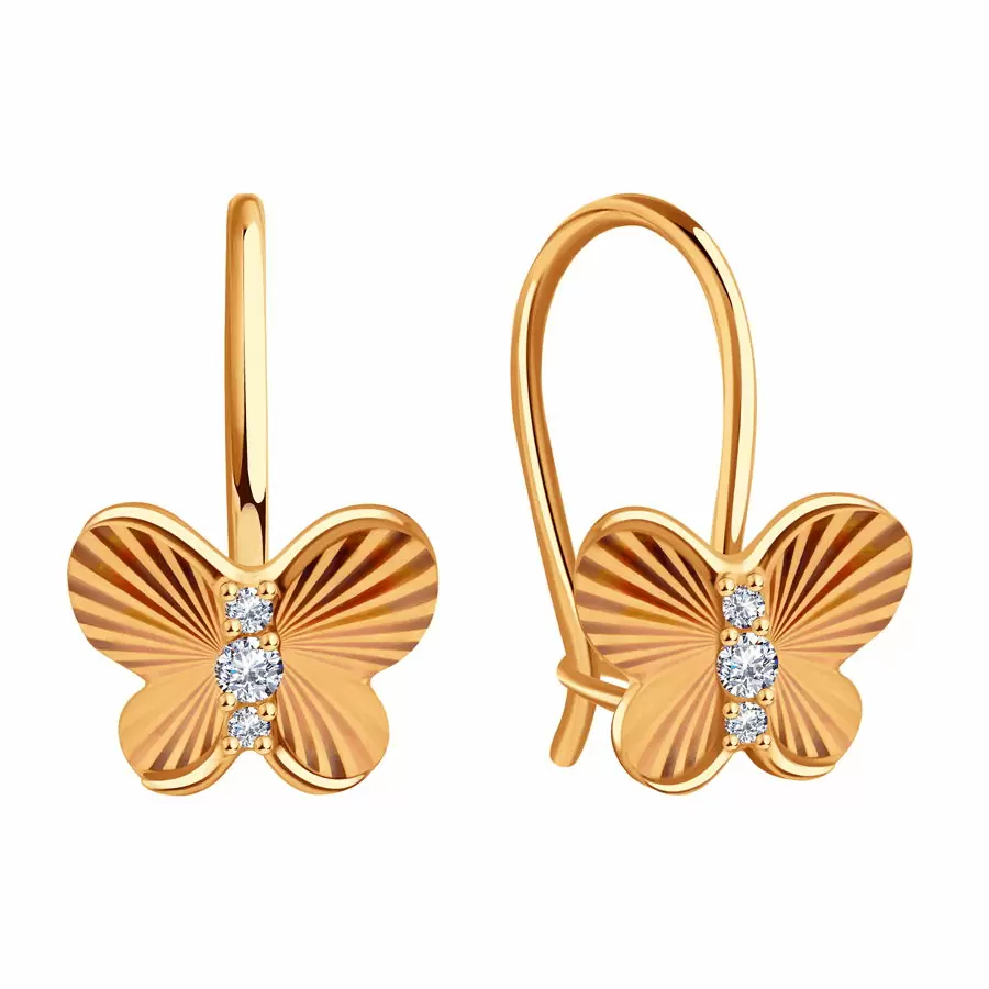 Серьги Т10262Г930 золото Бабочка