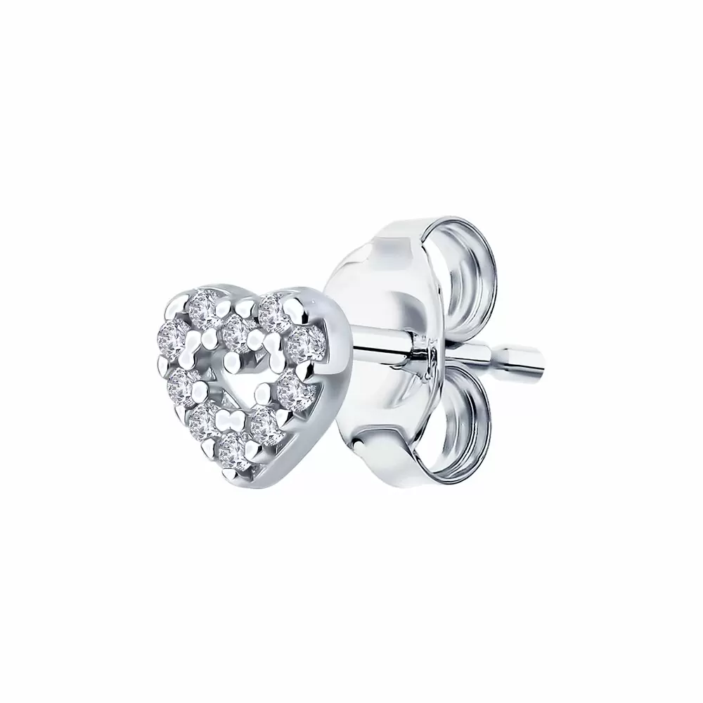 Серьги пусеты 94170404 серебро Сердце
