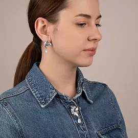 Серьги подвесные 3-7226-W ювелирный сплав Лошадь_2