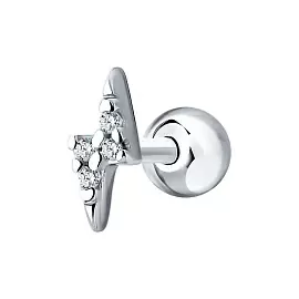 Серьги пусета одиночная 94170260 серебро Молния_0