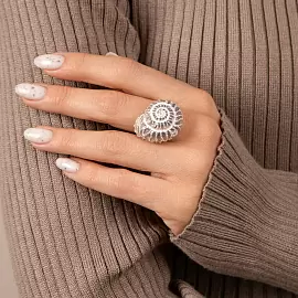 Кольцо 32-061TR эм.кор серебро Ракушка_2