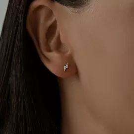 Серьги пусета одиночная 94170260 серебро Молния_1