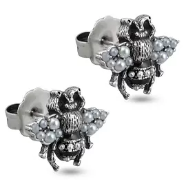 Серьги пусеты EX000122SB-01E ювелирный сплав Пчела_0