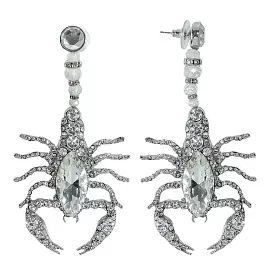 Серьги подвесные 3V-3430-W ювелирный сплав Скорпион_0