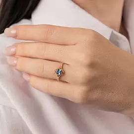 Кольцо один камень К-0266 топ золото_1