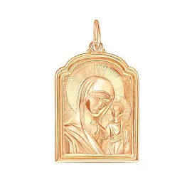 Подвеска религиозная христианская ладанка 20-0090 золото Казанская Божья Матерь_0