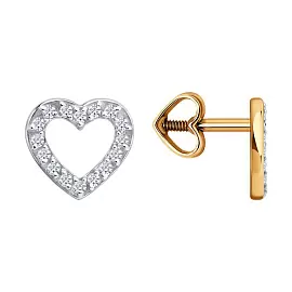 Серьги пусеты 0200633 золото Сердце_0