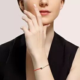 Браслет красная нить 94050458 серебро Сердце_1