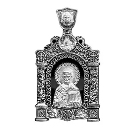 Подвеска религиозная христианская ладанка 520950-62 серебро Святой Николай Чудотворец_0