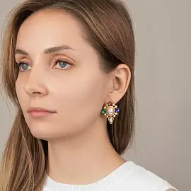 Серьги 3-2268-Y ювелирный сплав_1