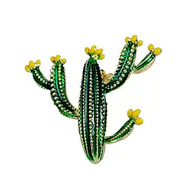 Брошь 3-3827-Y ювелирный сплав Кактус_0