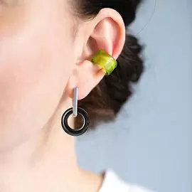 Серьги подвесные 00-00000027 чер ювелирный сплав бублик_1