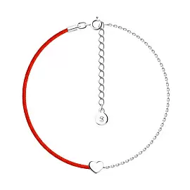 Браслет красная нить 94050458 серебро Сердце_0