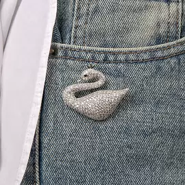 Брошь 371110056 ювелирный сплав Лебедь_1