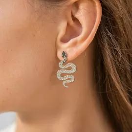 Серьги 00222569-6 серебро змея_1