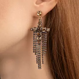 Серьги подвесные 152000925690 ювелирный сплав Крест_2