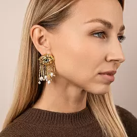 Серьги подвесные 504104710-1 ювелирный сплав Глаза_1