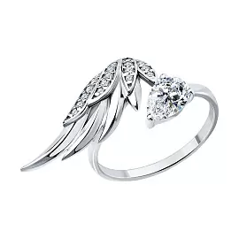 Кольцо 94013628 серебро Крыло_0
