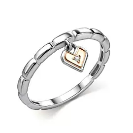 Кольцо один камень 01-5526.000Б-00 серебро Сердце_0