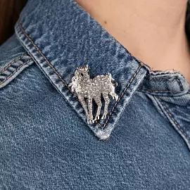 Брошь 3-7524-W ювелирный сплав Лошадь_1