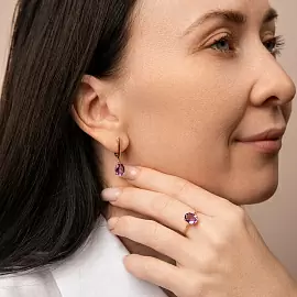 Кольцо один камень К-0223 ам золото_2