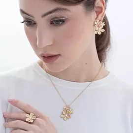 Серьги SOR2279.YL серебро Цветы_2