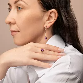 Кольцо один камень К-0276 ам золото_2