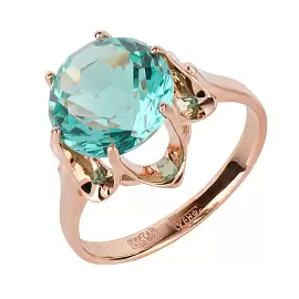 Кольцо один камень 2351 акв золото_0