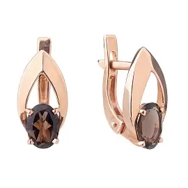 Серьги один камень С-0242 раух золото_0