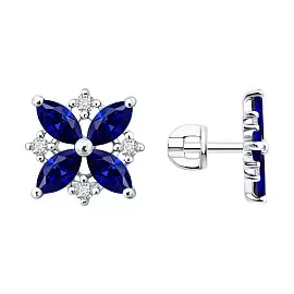 Серьги пусеты 62020024 серебро Клевер_0