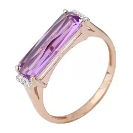 Кольцо один камень К-0277 ам золото_0