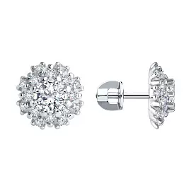 Серьги пусеты 94025268 серебро Обсыпка_0