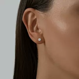 Серьги пусета одиночная 94170132 серебро Цветок_1