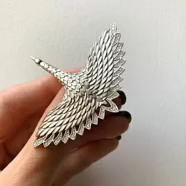 Брошь 5-108-7900 серебро Журавль_1