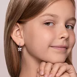 Серьги подвесные 94023894 серебро Бабочка_1