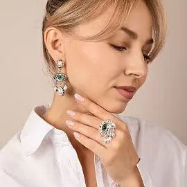 Серьги подвесные 281110125s ювелирный сплав Глаза_2