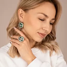 Серьги подвесные 4031с акв серебро_2