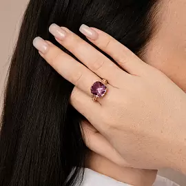 Кольцо один камень К-0013 ам золото_1