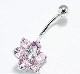 Пирсинг в пуп 94060043 серебро Цветок_1
