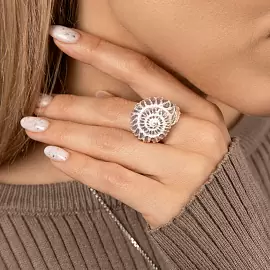 Кольцо 32-061TR эм.кор серебро Ракушка_1