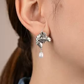 Серьги подвесные 3-7226-W ювелирный сплав Лошадь_1