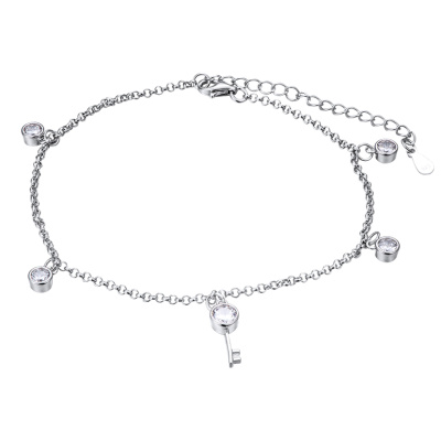 Браслет на ногу LLB427 серебро с подвесками