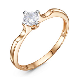 Кольцо один камень 1107985 золото