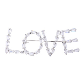 Брошь 3-3818-W ювелирный сплав LOVE